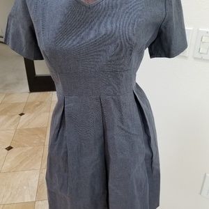 Pleated Denim Look Dress